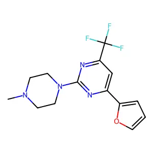 4-(Furan-2-yl)-2-(4-methylpiperazin-1-yl)-6-(trifluoromethyl)pyrimidine structure