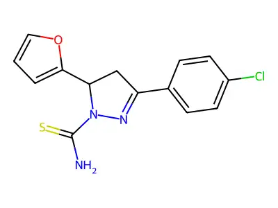 3-(4-chlorophenyl)-5-(furan-2-yl)-4,5-dihydro-1H-pyrazole-1-carbothioamide structure