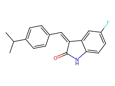 5-Fluoro-1,3-dihydro-3-[[4-(1-methylethyl)phenyl]methylene]-2H-indol-2-one structure