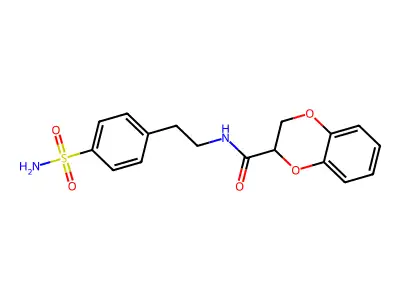 N-[2-(4-sulfamoylphenyl)ethyl]-2,3-dihydro-1,4-benzodioxine-2-carboxamide structure