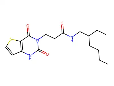 3-(2,4-dioxo-1H-thieno[3,2-d]pyrimidin-3-yl)-N-(2-ethylhexyl)propanamide structure
