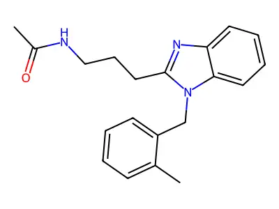 N-[3-[1-[(2-methylphenyl)methyl]benzimidazol-2-yl]propyl]acetamide structure