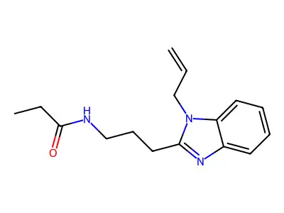 N-[3-(1-prop-2-enylbenzimidazol-2-yl)propyl]propanamide structure