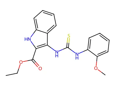 ethyl 3-(3-(2-methoxyphenyl)thioureido)-1H-indole-2-carboxylate structure