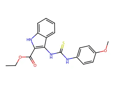 ethyl 3-(3-(4-methoxyphenyl)thioureido)-1H-indole-2-carboxylate structure