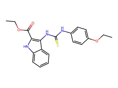 ethyl 3-(3-(4-ethoxyphenyl)thioureido)-1H-indole-2-carboxylate structure