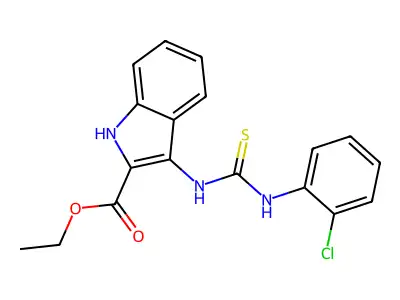 ethyl 3-(3-(2-chlorophenyl)thioureido)-1H-indole-2-carboxylate structure