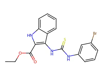 ethyl 3-(3-(3-bromophenyl)thioureido)-1H-indole-2-carboxylate structure