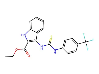 ethyl 3-(3-(4-(trifluoromethyl)phenyl)thioureido)-1H-indole-2-carboxylate structure