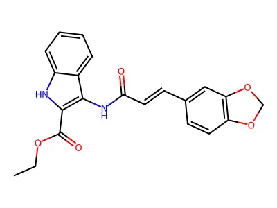 Ethyl 3-[(2E)-3-(2H-1,3-benzodioxol-5-YL)prop-2-enamido]-1H-indole-2-carboxylate structure