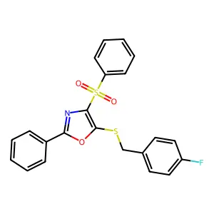 5-((4-Fluorobenzyl)thio)-2-phenyl-4-(phenylsulfonyl)oxazole structure