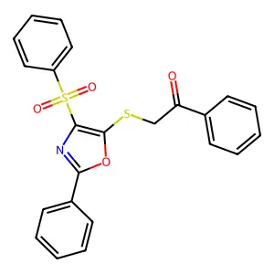 2-[[4-(Benzenesulfonyl)-2-phenyl-1,3-oxazol-5-yl]sulfanyl]-1-phenylethanone structure
