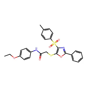 N-(4-ethoxyphenyl)-2-((2-phenyl-4-tosyloxazol-5-yl)thio)acetamide structure