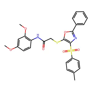N-(2,4-dimethoxyphenyl)-2-((2-phenyl-4-tosyloxazol-5-yl)thio)acetamide structure