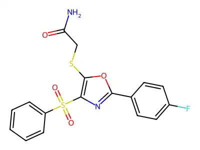 2-{[2-(4-Fluorophenyl)-4-(phenylsulfonyl)-1,3-oxazol-5-yl]thio}acetamide structure