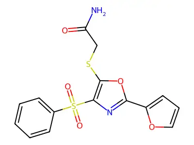 2-[[4-(Benzenesulfonyl)-2-(furan-2-yl)-1,3-oxazol-5-yl]sulfanyl]acetamide structure