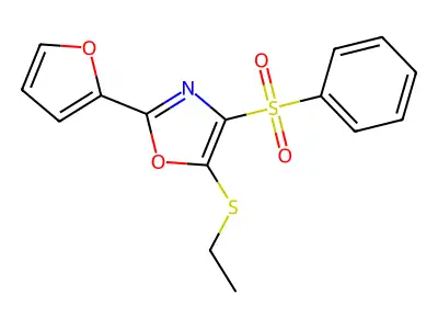 5-(Ethylthio)-2-(2-furyl)-4-(phenylsulfonyl)-1,3-oxazole structure