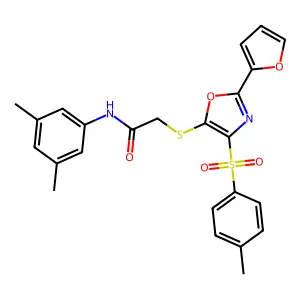 N-(3,5-dimethylphenyl)-2-({2-(furan-2-yl)-4-[(4-methylphenyl)sulfonyl]-1,3-oxazol-5-yl}sulfanyl)acetamide structure