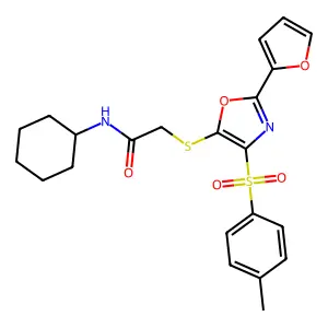 N-cyclohexyl-2-{[2-(furan-2-yl)-4-(4-methylbenzenesulfonyl)-1,3-oxazol-5-yl]sulfanyl}acetamide structure