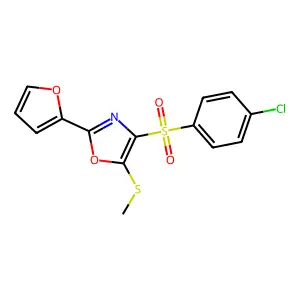 4-(4-Chlorophenyl)sulfonyl-2-(furan-2-yl)-5-methylsulfanyl-1,3-oxazole structure