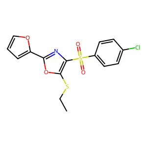 4-(4-Chlorophenyl)sulfonyl-5-ethylsulfanyl-2-(furan-2-yl)-1,3-oxazole structure