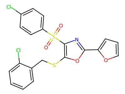 5-((2-Chlorobenzyl)thio)-4-((4-chlorophenyl)sulfonyl)-2-(furan-2-yl)oxazole structure