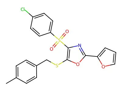 4-((4-Chlorophenyl)sulfonyl)-2-(furan-2-yl)-5-((4-methylbenzyl)thio)oxazole structure