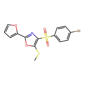 4-(4-Bromophenyl)sulfonyl-2-(2-furanyl)-5-(methylthio)oxazole structure