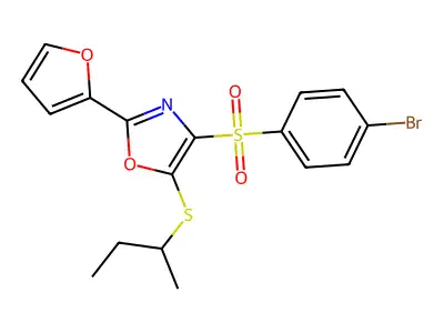 4-((4-Bromophenyl)sulfonyl)-5-(sec-butylthio)-2-(furan-2-yl)oxazole structure