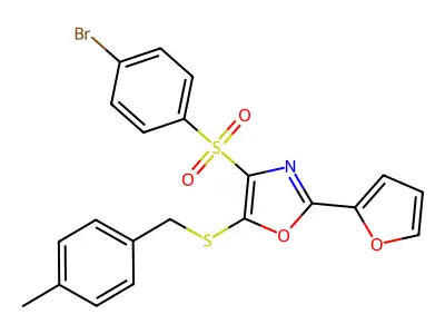 4-((4-Bromophenyl)sulfonyl)-2-(furan-2-yl)-5-((4-methylbenzyl)thio)oxazole structure