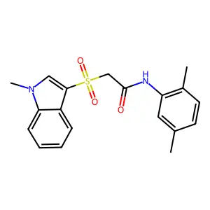 N-(2,5-dimethylphenyl)-2-(1-methylindol-3-yl)sulfonylacetamide structure