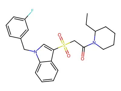 1-(2-ethylpiperidin-1-yl)-2-((1-(3-fluorobenzyl)-1H-indol-3-yl)sulfonyl)ethanone structure