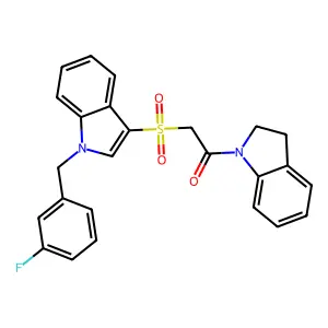 2-((1-(3-fluorobenzyl)-1H-indol-3-yl)sulfonyl)-1-(indolin-1-yl)ethanone structure