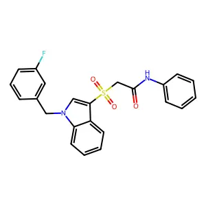 2-((1-(3-fluorobenzyl)-1H-indol-3-yl)sulfonyl)-N-phenylacetamide structure
