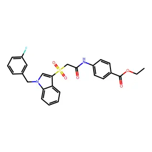 Ethyl 4-[[2-[1-[(3-fluorophenyl)methyl]indol-3-yl]sulfonylacetyl]amino]benzoate structure