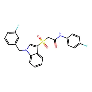 N-(4-fluorophenyl)-2-[1-[(3-fluorophenyl)methyl]indol-3-yl]sulfonylacetamide structure