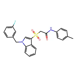 2-((1-(3-fluorobenzyl)-1H-indol-3-yl)sulfonyl)-N-(p-tolyl)acetamide structure