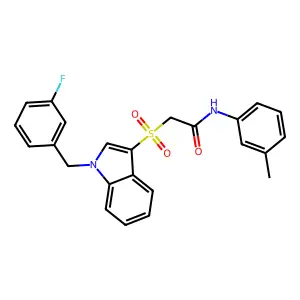 2-[1-[(3-fluorophenyl)methyl]indol-3-yl]sulfonyl-N-(3-methylphenyl)acetamide structure