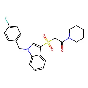2-((1-(4-fluorobenzyl)-1H-indol-3-yl)sulfonyl)-1-(piperidin-1-yl)ethanone structure