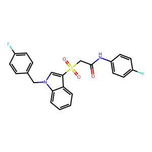 2-((1-(4-fluorobenzyl)-1H-indol-3-yl)sulfonyl)-N-(4-fluorophenyl)acetamide structure