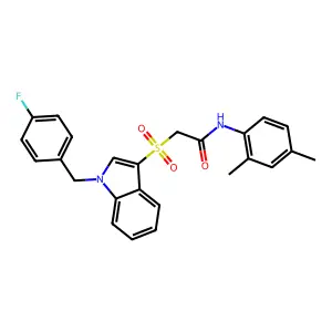 N-(2,4-dimethylphenyl)-2-[1-[(4-fluorophenyl)methyl]indol-3-yl]sulfonylacetamide structure