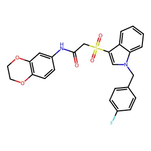 N-(2,3-dihydrobenzo[b][1,4]dioxin-6-yl)-2-((1-(4-fluorobenzyl)-1H-indol-3-yl)sulfonyl)acetamide structure