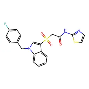 2-((1-(4-fluorobenzyl)-1H-indol-3-yl)sulfonyl)-N-(thiazol-2-yl)acetamide structure