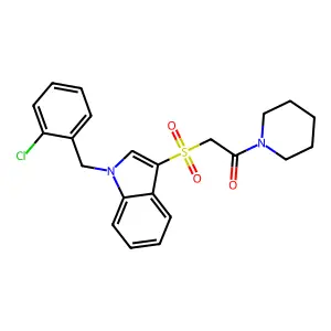 2-((1-(2-chlorobenzyl)-1H-indol-3-yl)sulfonyl)-1-(piperidin-1-yl)ethanone structure