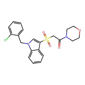 2-((1-(2-chlorobenzyl)-1H-indol-3-yl)sulfonyl)-1-morpholinoethanone structure