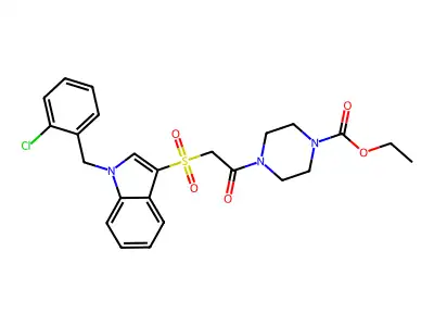 ethyl 4-(2-((1-(2-chlorobenzyl)-1H-indol-3-yl)sulfonyl)acetyl)piperazine-1-carboxylate structure