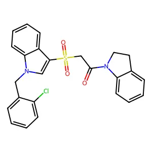 2-((1-(2-chlorobenzyl)-1H-indol-3-yl)sulfonyl)-1-(indolin-1-yl)ethanone structure