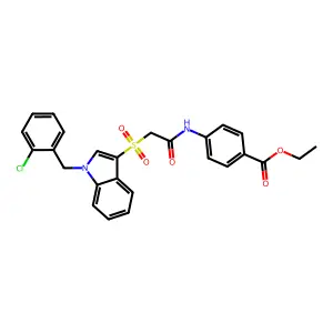 Ethyl 4-[[2-[1-[(2-chlorophenyl)methyl]indol-3-yl]sulfonylacetyl]amino]benzoate structure
