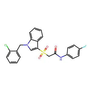 2-[1-[(2-chlorophenyl)methyl]indol-3-yl]sulfonyl-N-(4-fluorophenyl)acetamide structure