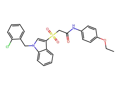 2-[1-[(2-chlorophenyl)methyl]indol-3-yl]sulfonyl-N-(4-ethoxyphenyl)acetamide structure